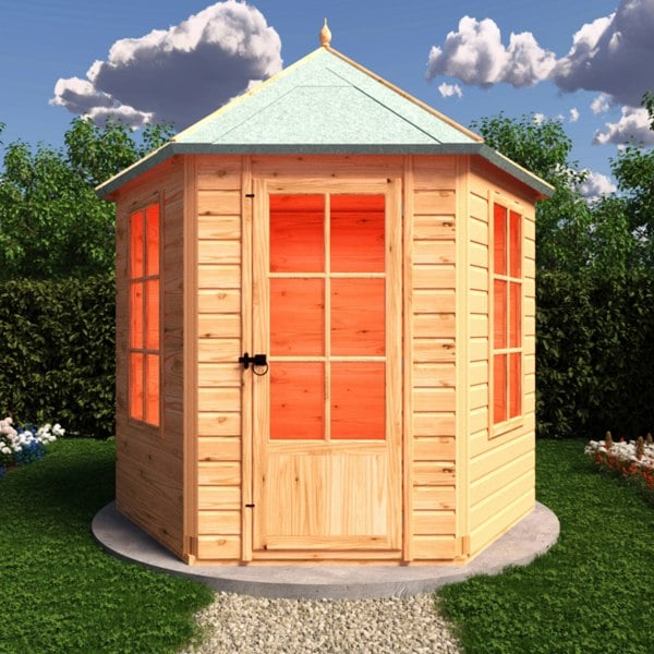 Shire Welwick Hexagonal Gazebo Summerhouse 8x7  12mm Cladding