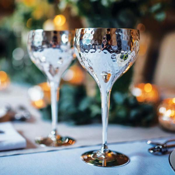 Culinary Concepts Pair of Hammered Wine Goblets