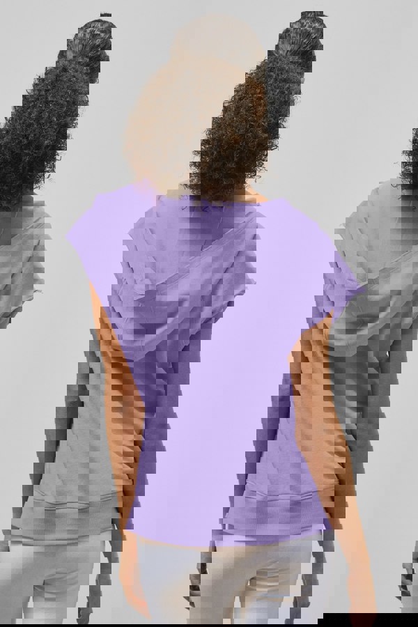 ENORSIA Sleeveless Raw Edge Hoodie