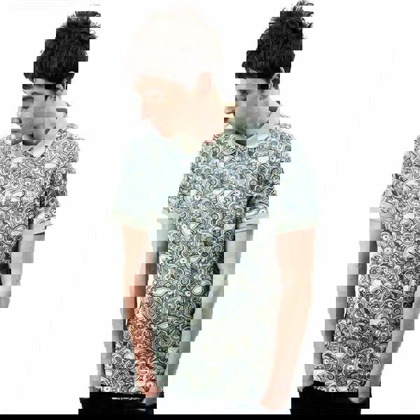 Lambretta Mens Classic Paisley Print Mod Retro Ska Casual Polo