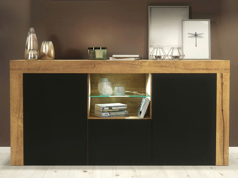 Mex Furniture Modern 145cm TV Unit, Cabinet Stand & Sideboard with Matt Doors & Free LED