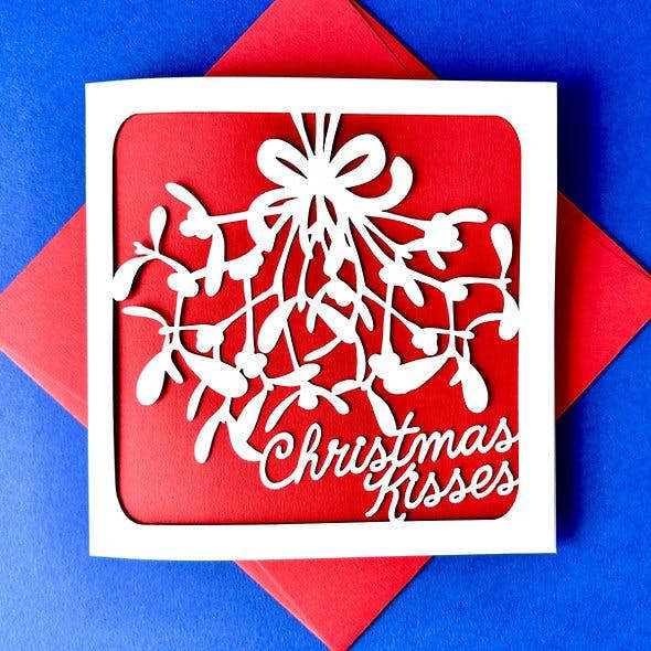 Mistletoe Papercut Christmas Card - lifestyle shot