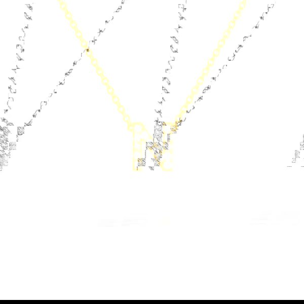 Say It With Dainty CZ Block Initial Necklace - Yellow Gold Plated