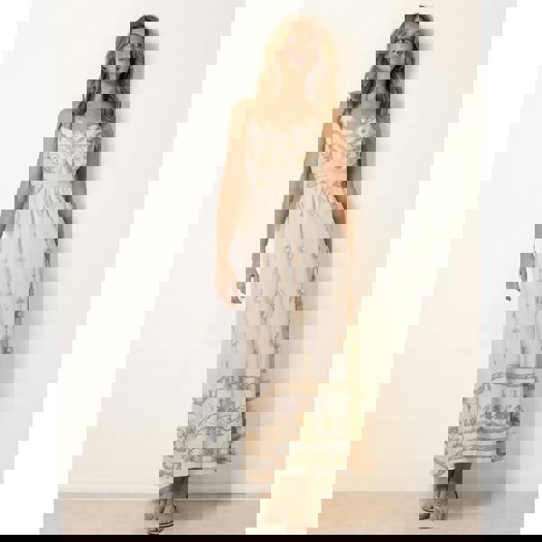 Blue Vanilla Embroidered Maxi Dress With Adjustable Straps