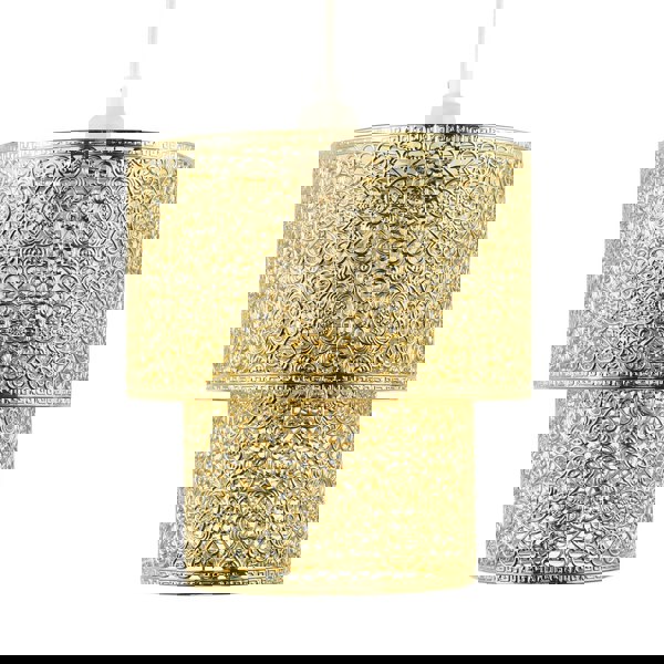 Moroccan Double Drum Tier East Fit Pendant Shade in Polished Gold Image 5