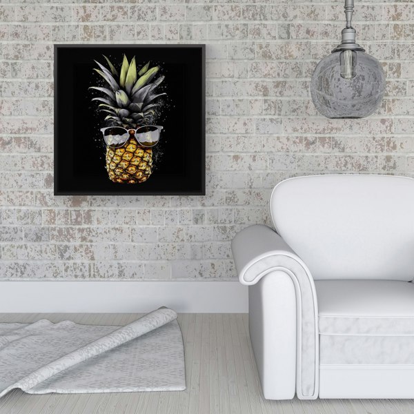 Warren Reed Splash Art Pineapple In Glasses Framed Canvas