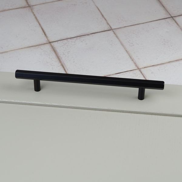 Handle & Home Matt Black Hexagon T-Bar Handles and Coordinatig Knob