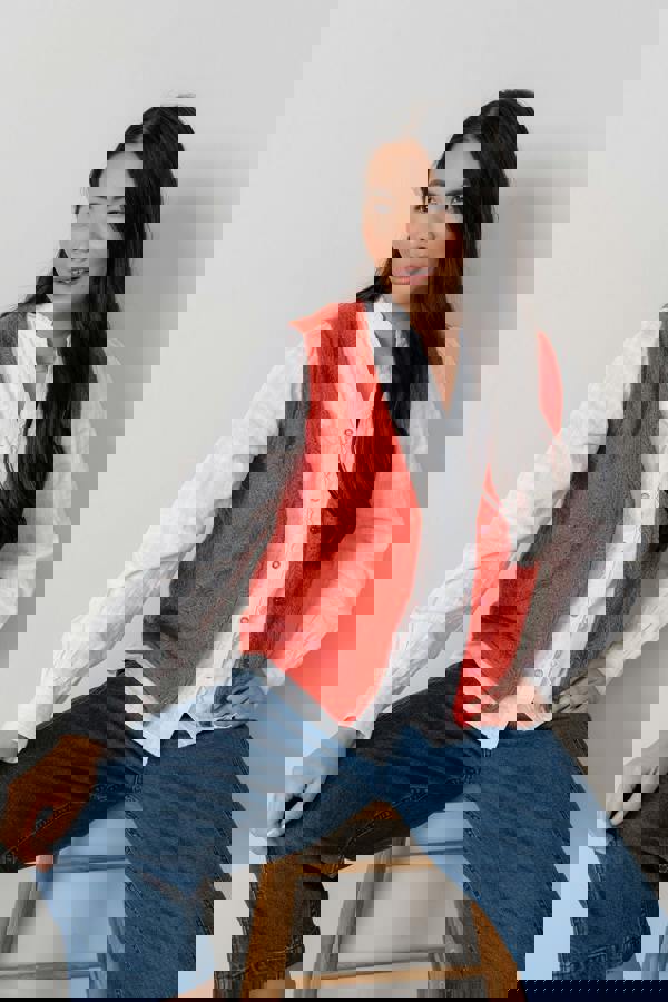 Lily & Me Marly Sleeveless Pointelle Knit Cardigan Red