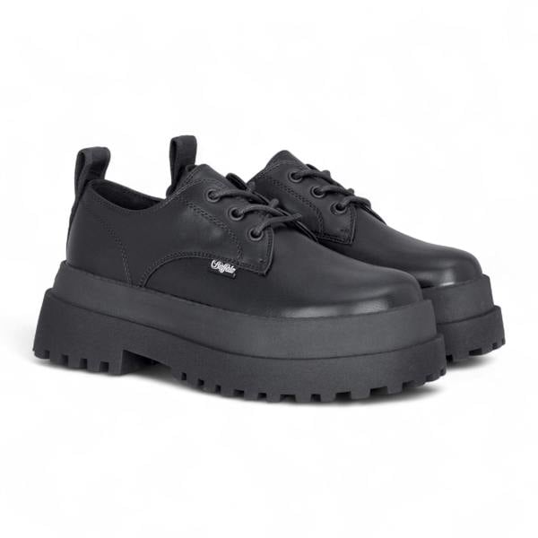 Buffalo Women’s Black Lace-Up Chunky Platform Derby Shoes - Pluto