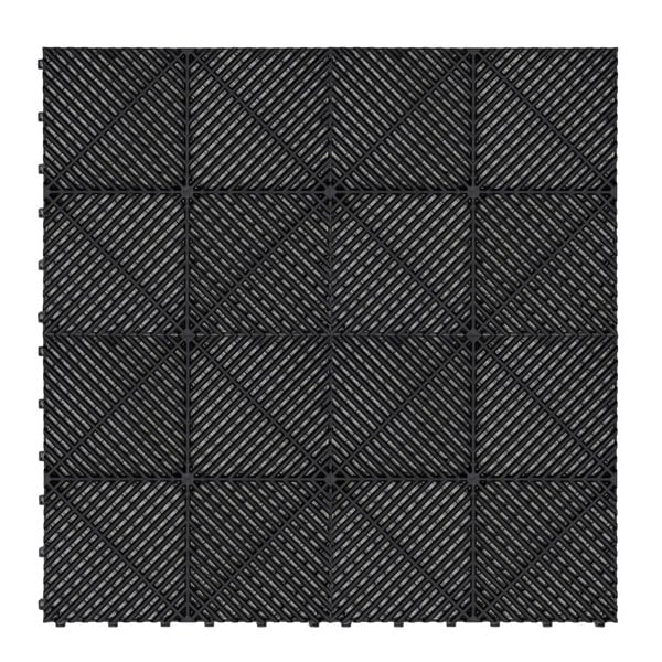 Monstershop Vented Garage Floor Tiles x 120 With Edges - Black