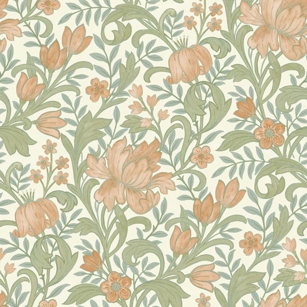 World Of Wallpaper Marian Floral Wallpaper - Rust/Green/Cream
