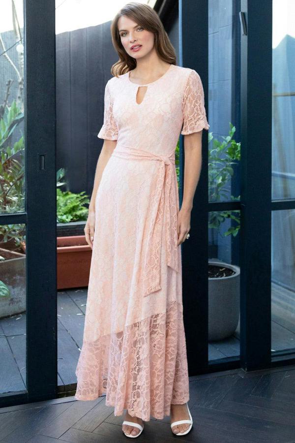 HotSquash Keyhole Lace Dress with Asymmetric Hem