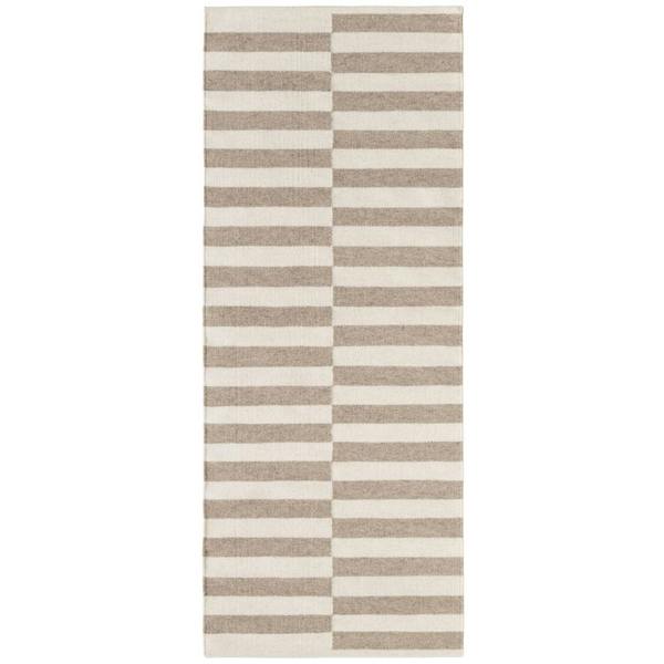 Vika Grey wool rug, striped design, reversible, underfloor heating, hand-woven, easy-care rug.