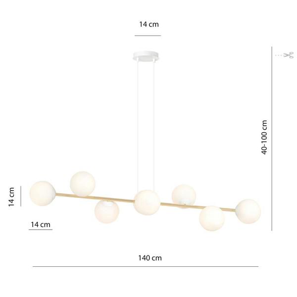 Emibig GRAVITY  Pendant lamp 8 x E14 White, Gold with White Shade