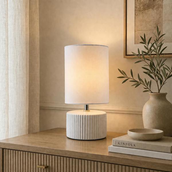 Pagazzi Lighting Linden White Ribbed Ceramic Table Lamp