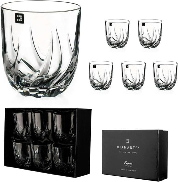 Diamante Firenze Crystal Whiskey Tumblers - Set of 6