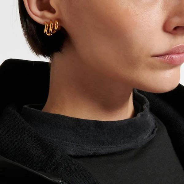 Elk & Bloom Chunky Triple Hoop Wave 14K Gold Studs
