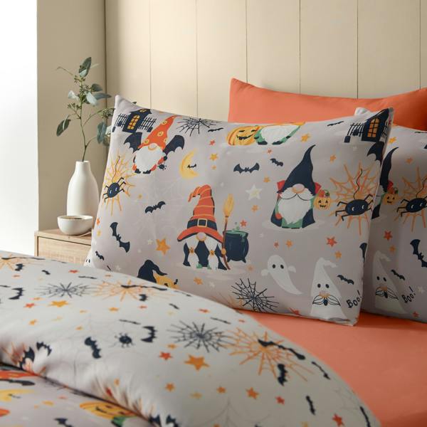 Catherine Lansfield Halloween Gonks So Soft Reversible Duvet Cover Set Natural