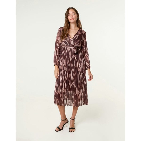 Blue Vanilla Crossover Metallic Pleated Dress