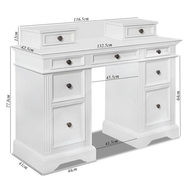 Statement Furniture Gainsborough Dressing Table with Extension Drawers. Large Dressing Table with 9 Drawers
