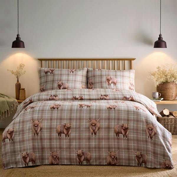 Highland Cow Natural Duvet Cover Set