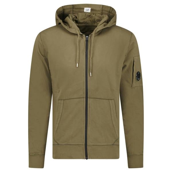 CP Company Light Fleece Lens Zip Hoodie Khaki - chancefashionco