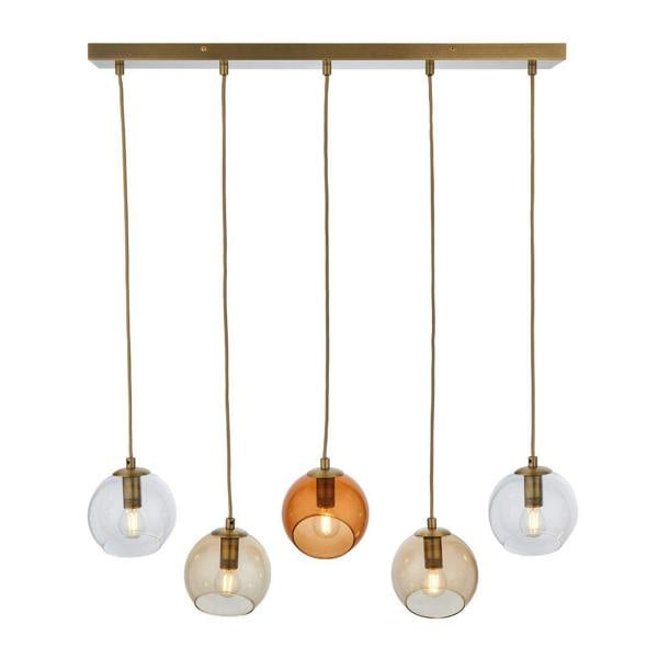 Pagazzi Lighting Branco 5 Light Antique Brass Ceiling Pendant Bar