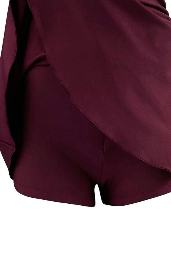 WOVCOR One-Shoulder Covered Short Skirt Basic Swimsuit