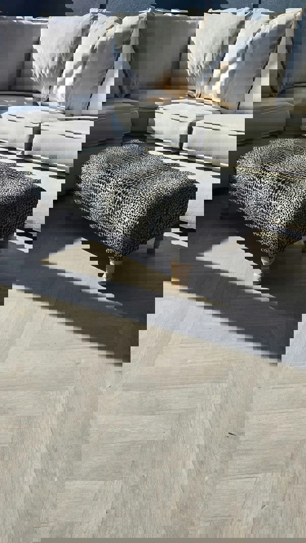 ISTOOLS Premium Leopard Print Ottoman Bench – Fabric Footstool & Coffee Table (Non-Storage)