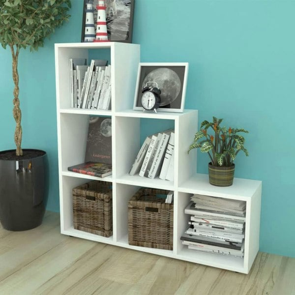 Berkfield Staircase Bookcase/Display Shelf 107 cm White