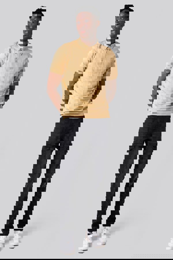 ENORSIA Mens Black Regular Fit Stretch Utility Jeans