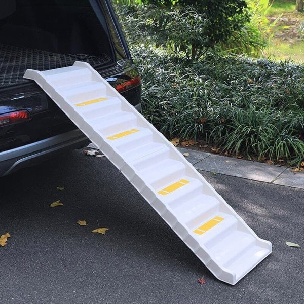 Folding Portable Dog Pet Stairs Ramp White Living and Home