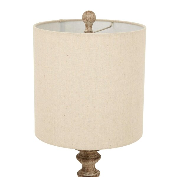 Wyld Haus Thornvale Candlestick Wooden Tall Table Lamp With Linen Shade