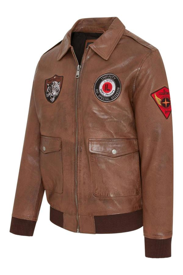 Infinity Leather Men’s Leather Bomber G-1 Aviator Collar Jacket  - Maverick