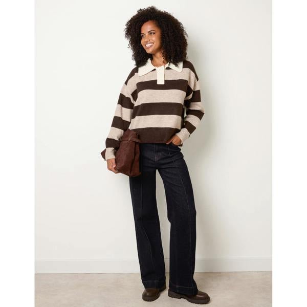 Blue Vanilla Stripe Knit Polo Jumper