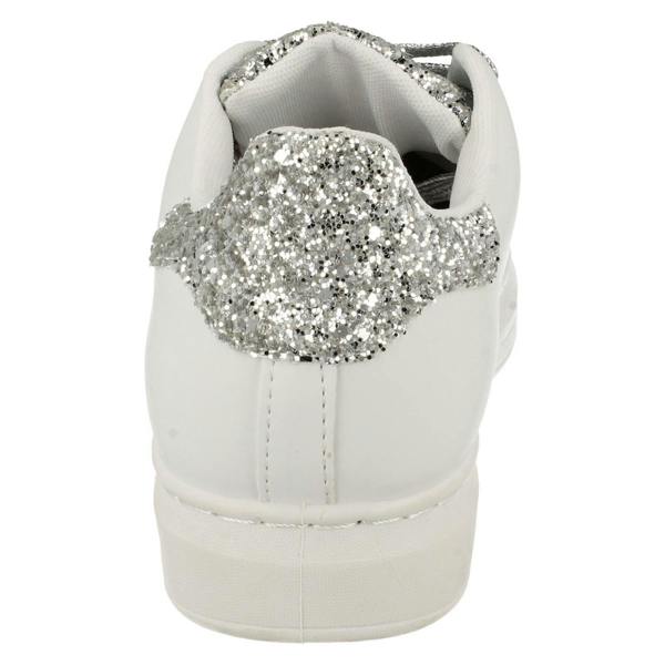 Spot On Ladies Spot On Lace Up Trainer Pump with Glitter