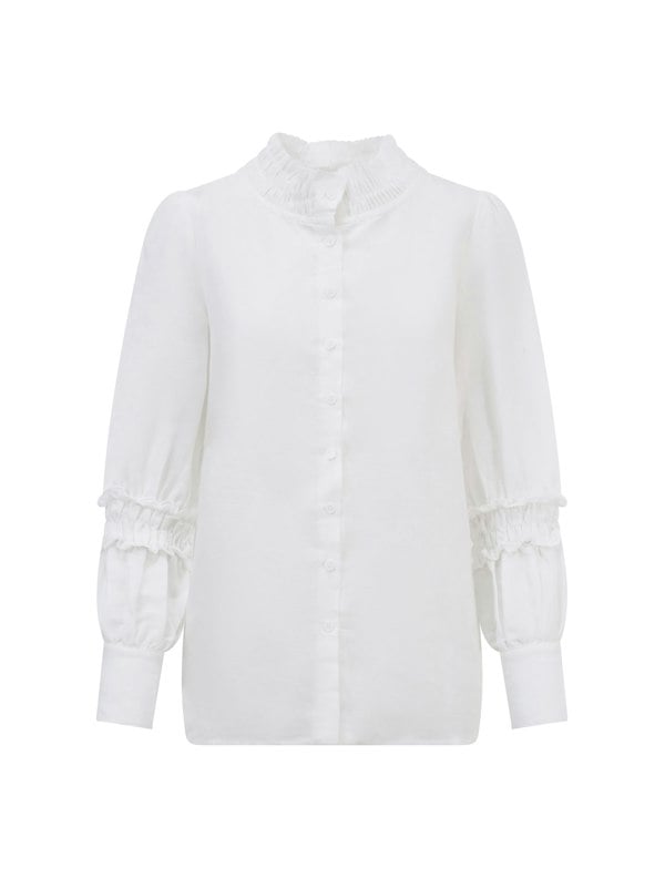 BALOU Women's Shirring Shirt - White