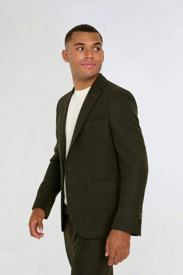 Harry Brown London Henry Tweed Blazer in Olive