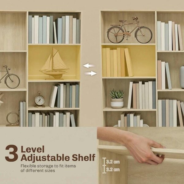 Bookcase with Open Storage, 6-Tier Bookshelf with Anti-Tipping Hardware, Oak