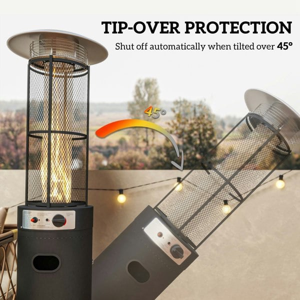 Outsunny 11 KW Patio Heater, Propane Heater with Tip-Over Switch, Black