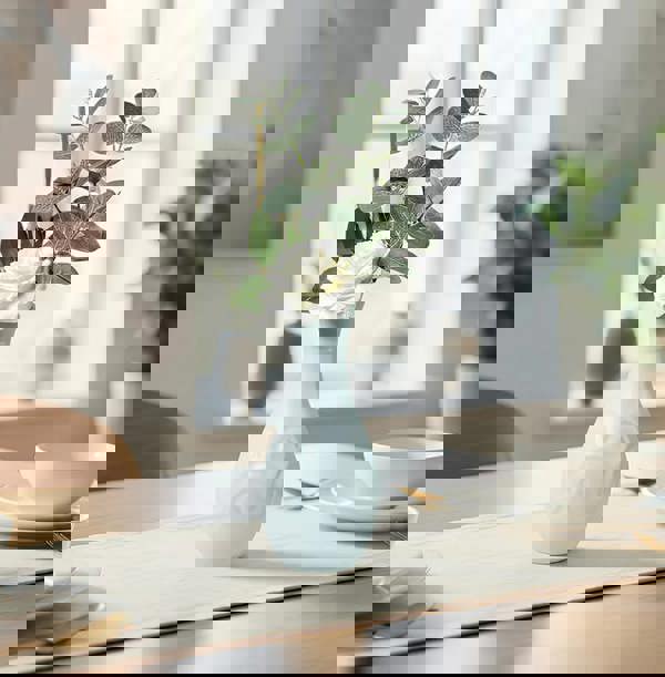 Anyhouz ANYDECO Flower Vase Light Green Small Wave Lines Pattern Nordic Pot Home Decor