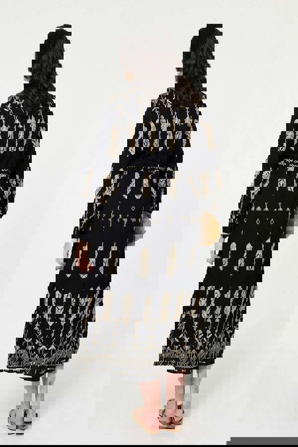 Black | Curve Embroidered Midi Shirt Dress