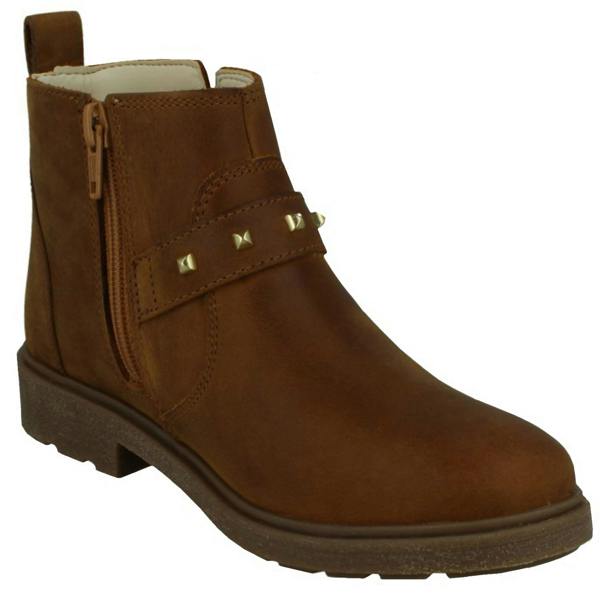 Clarks Girls Clarks Zip Fastened Ankle Boots With Studded Strap Astrol Trim K