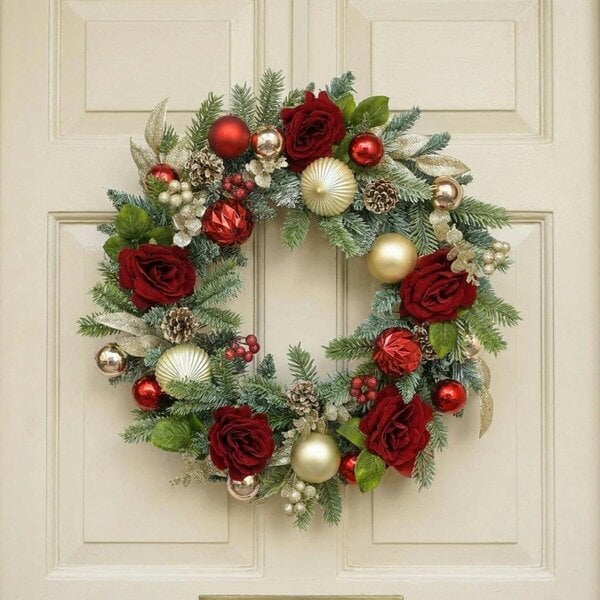 Garden Greatness Mixed Rose and Ball Decorative Wreath