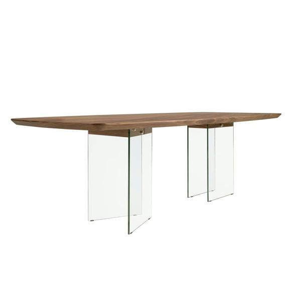 Angel Cerdá Oval barrel dining table in walnut and tempered glass 1191