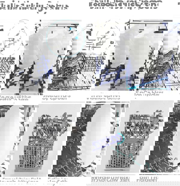 COMFEE 6.5L White/Silver Compact Countertop Dishwasher with LED Display and 6 Place Settings Living and Home