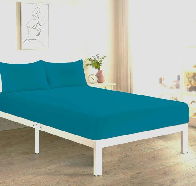 Percale 10" Fitted Sheet and Pillowcases Bundle - Teal - Single