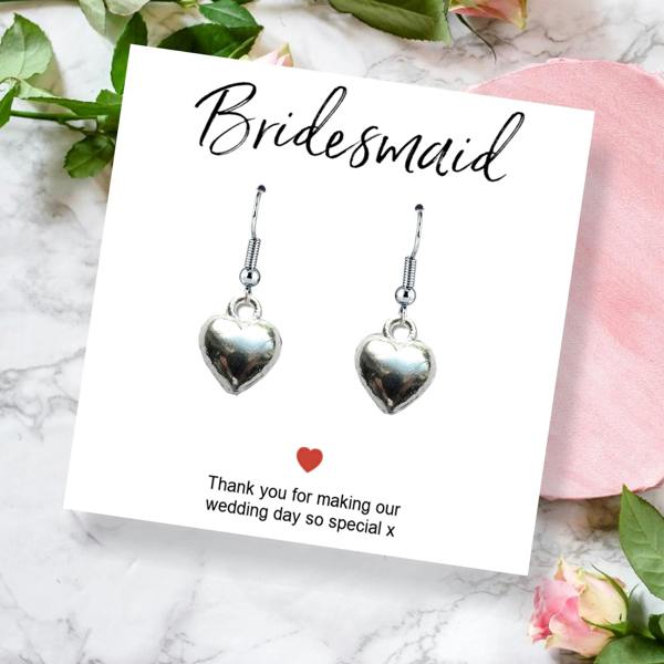 Aye Do Gifts Bridesmaids Heart Earring Gift & Thank You Card