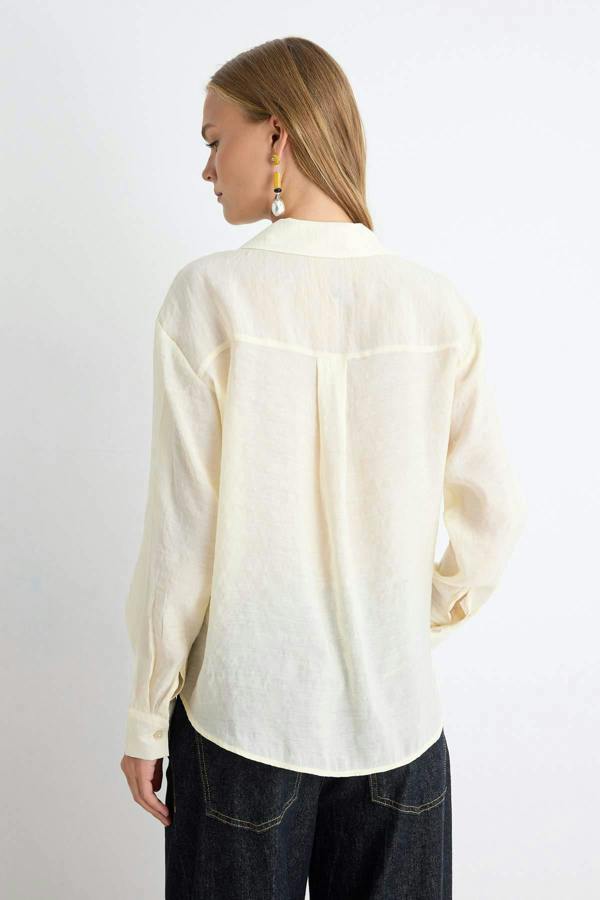 WOVCOR Relaxed Fit Long Sleeve Shirt with Tie Detail