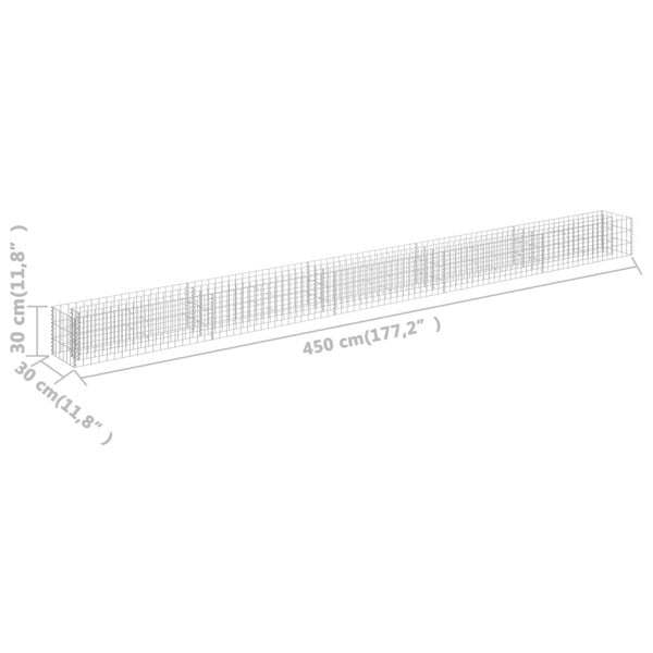 Berkfield Gabion Raised Bed Galvanised Steel 450x30x30 cm